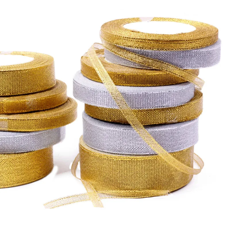 22M 6mm 10mm 15mm 25mm 40mm 50mm Gold Satin Ribbon Gift Tape Crafts DIY Natural Ribbon Bow Flowers Trim Wedding Party Decoration