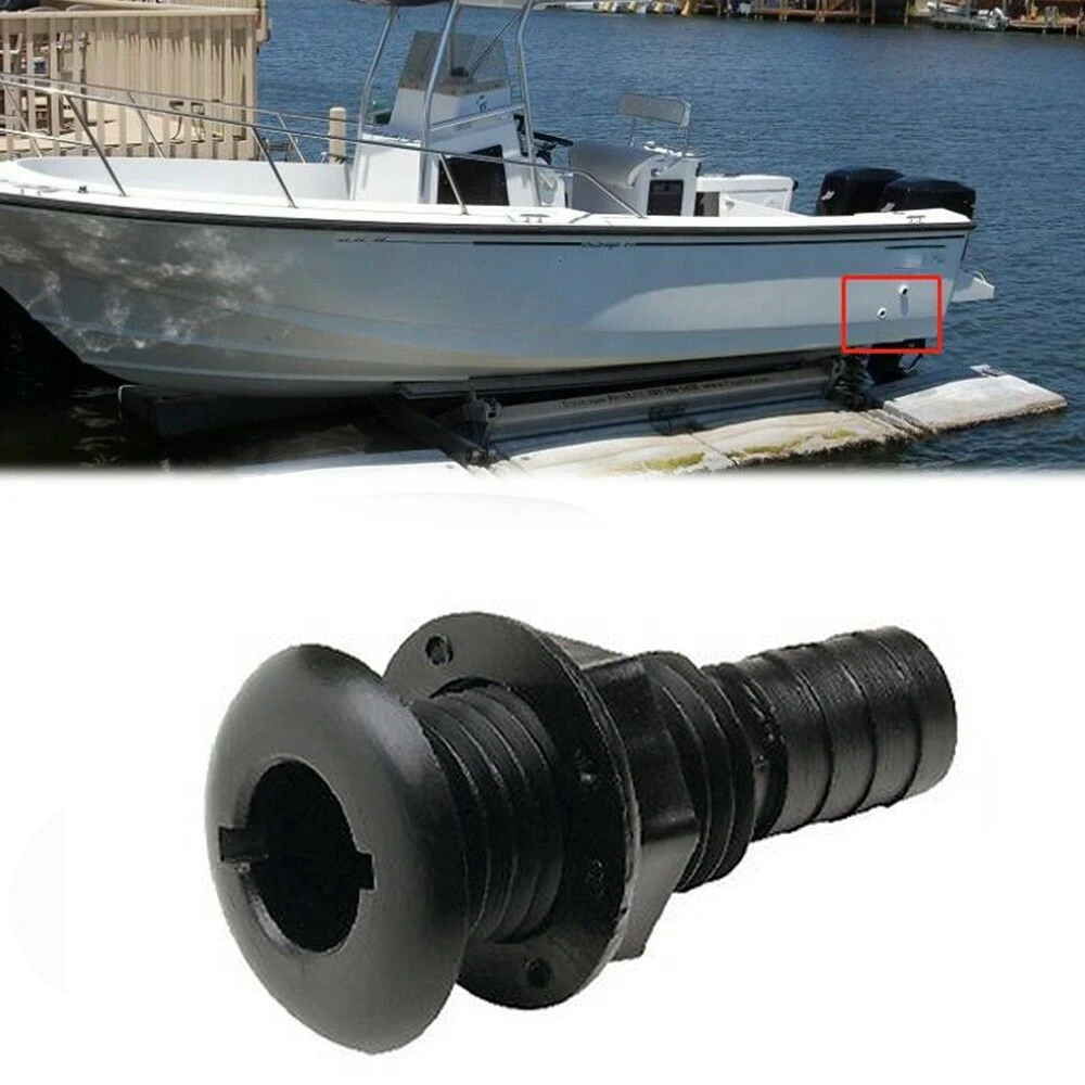 

3/4 Inch Boat Pump Hose Fitting Black Plastic Thru-Hull Bilge Pump Aerator Hose Fitting For Boats For 3/4" ID Hose