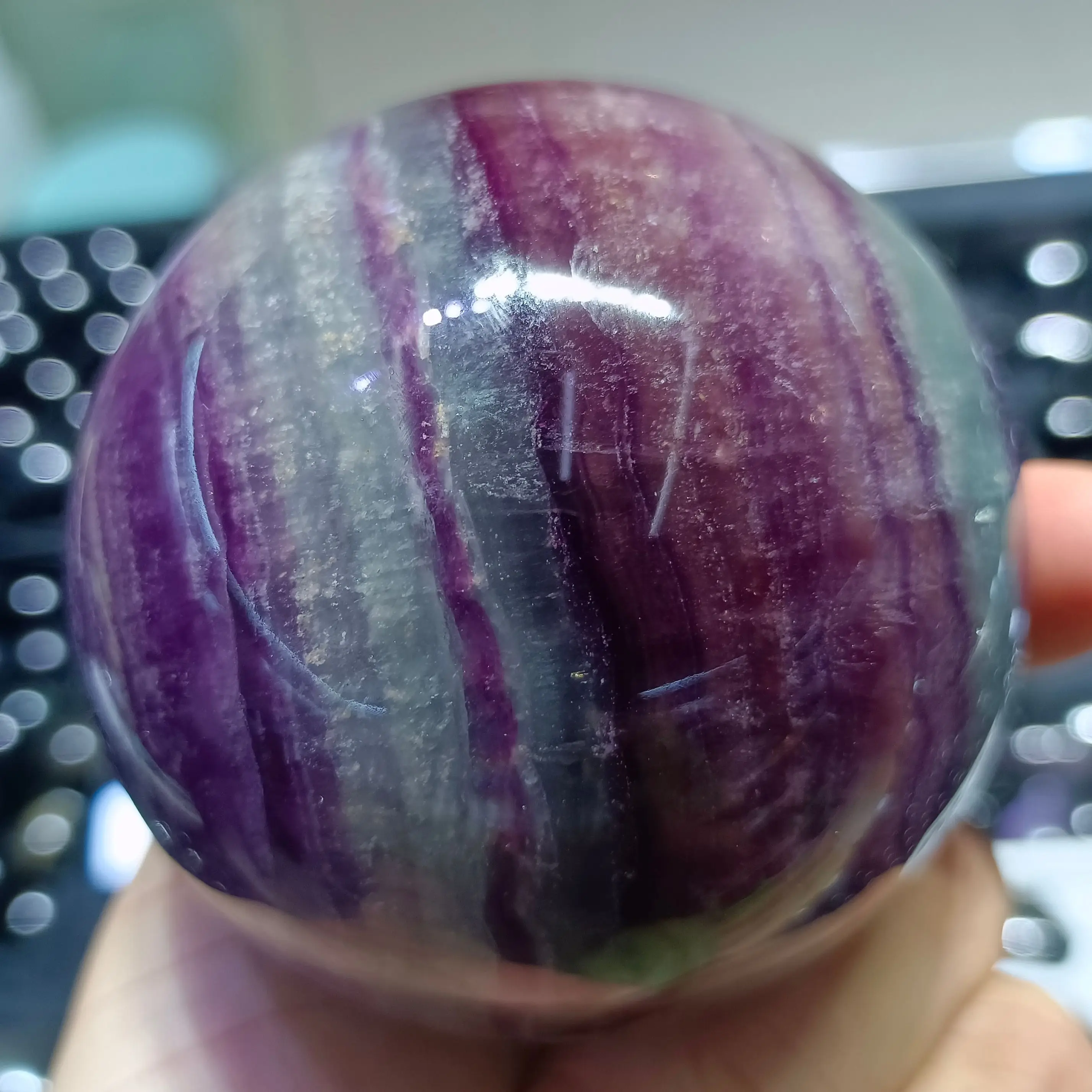 

Natural Seven-Rainbow Fluorite Ball Hand Polished Crystal Energy Healing Home Office Decoration Craft Gifts Mineral Degaussifica