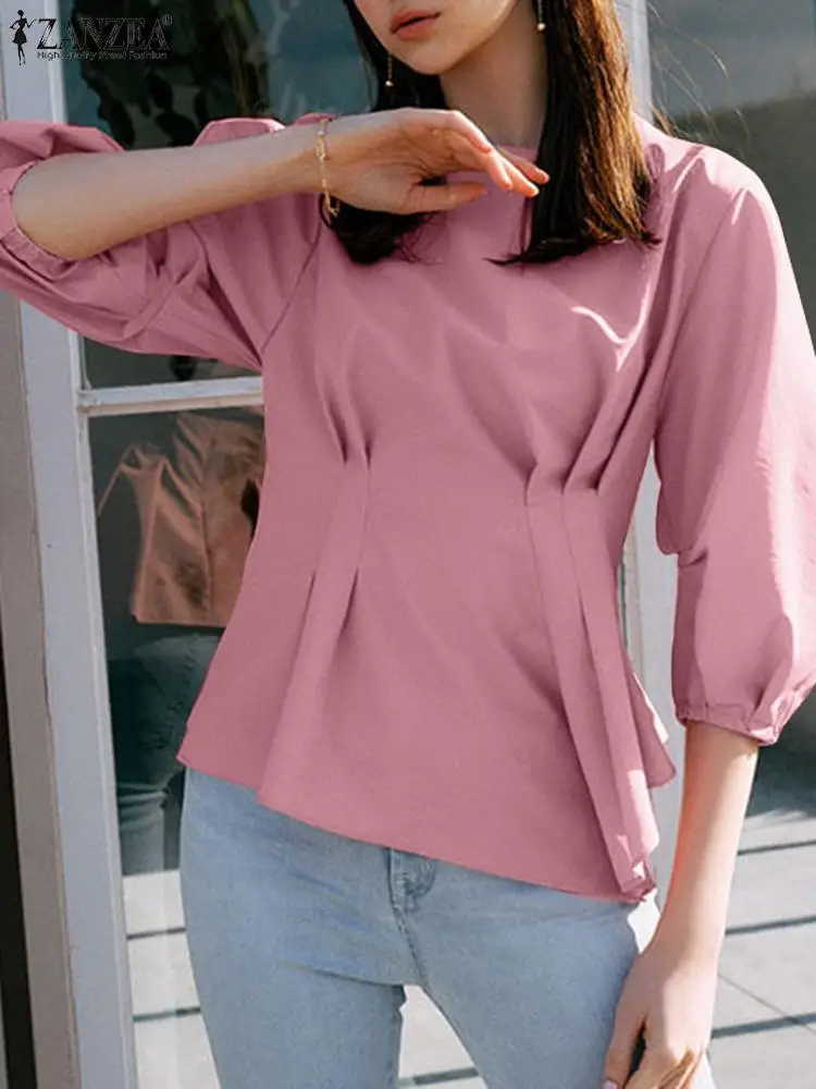 

Женская плиссированная Блузка с оборками на подоле, с рукавом 3/4