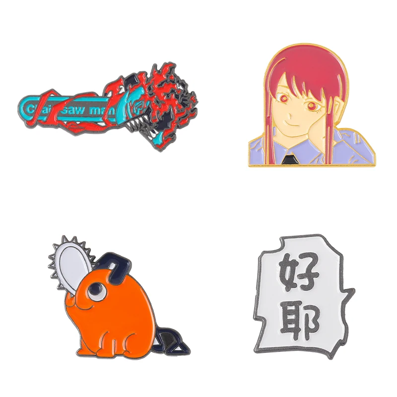 

Japanese Anime Chainsaw Man Enamel Pin Pochta Mapava Power OK Cartoon Character Badges Metal Jewelry Accessories Gifts