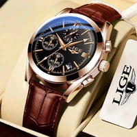 lige date mens watches top luxury brand waterproof sport wrist watch chronograph quartz military leathe male relogio masculino