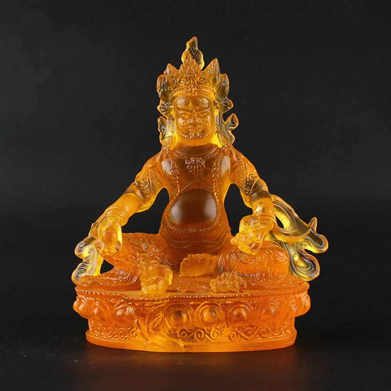 

14.5Cm Yellow Resin Tibetan Buddhist Tranic Temple/home/office Decorate Statue Cratfs Home Decor Collection Ornaments