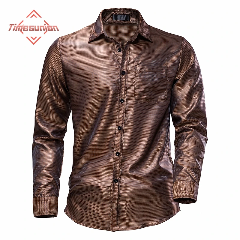 

Glossy Shirts Long Sleeve for Men Free Shipping 70s Disco Party Shirts Male Nightclub Party Prom Chemise