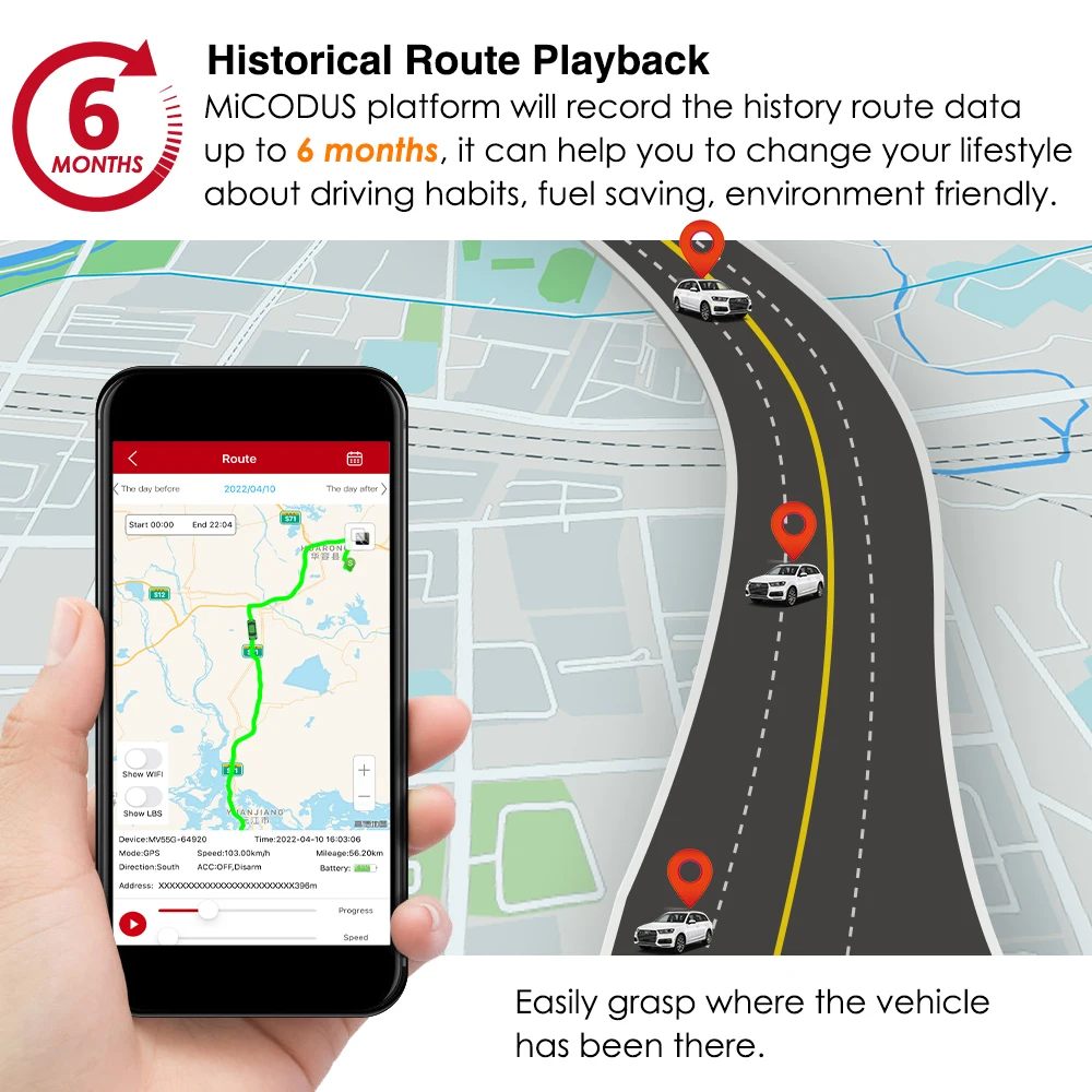 $59.99 2022 MiCODUS OBD GPS Tracker 4G MV55G 9-50V Engine ON/OFF Alarm GPS Car Tracker Tracking Device Plug Out Alarm LIFETIME Free APP