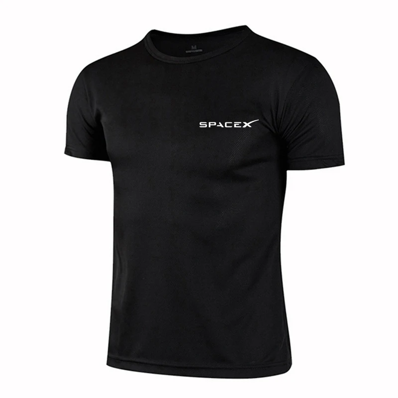 Newly Launched SpaceX White T Shirt Space X Logo T Shirt Men's Popular Boyfriend's Running sports T-shirt Quick-drying Tee shirt