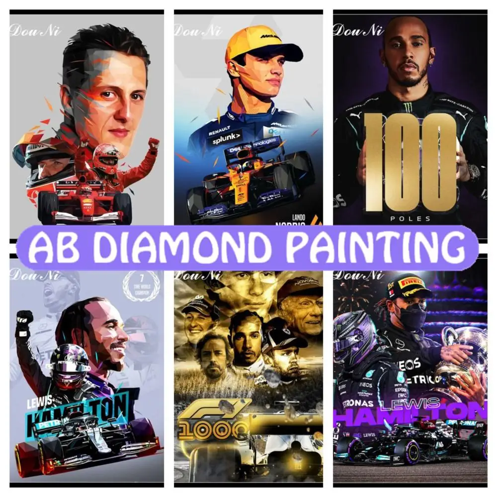 

5D DIY мозаика для вышивки крестиком, пазл для творчества, скоростной гоночный пейзаж AB, алмазная живопись, F1 машинка, водитель Льюиса