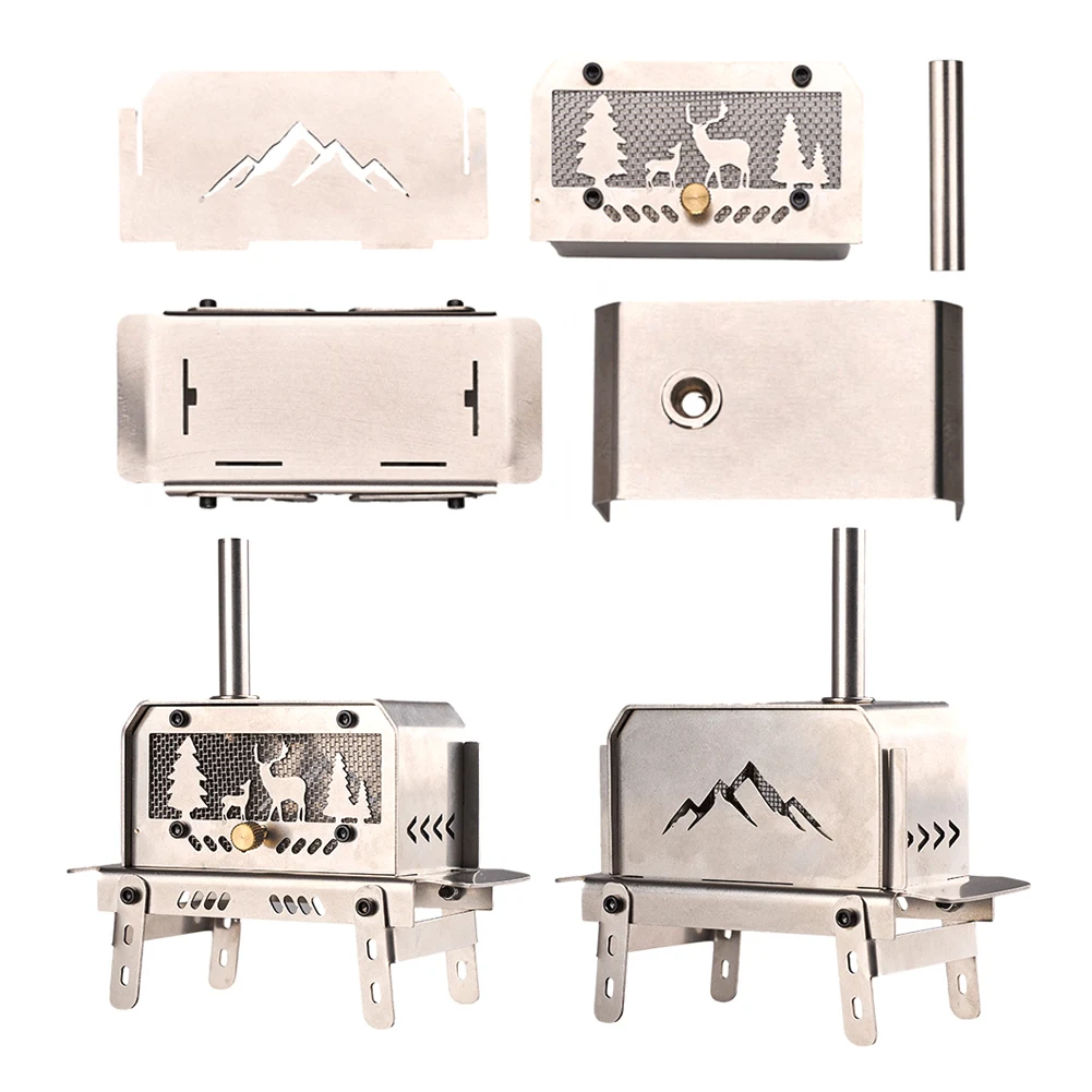 Уличная дровяная печь с дымоходом из нержавеющей стали для кемпинга альпинизма