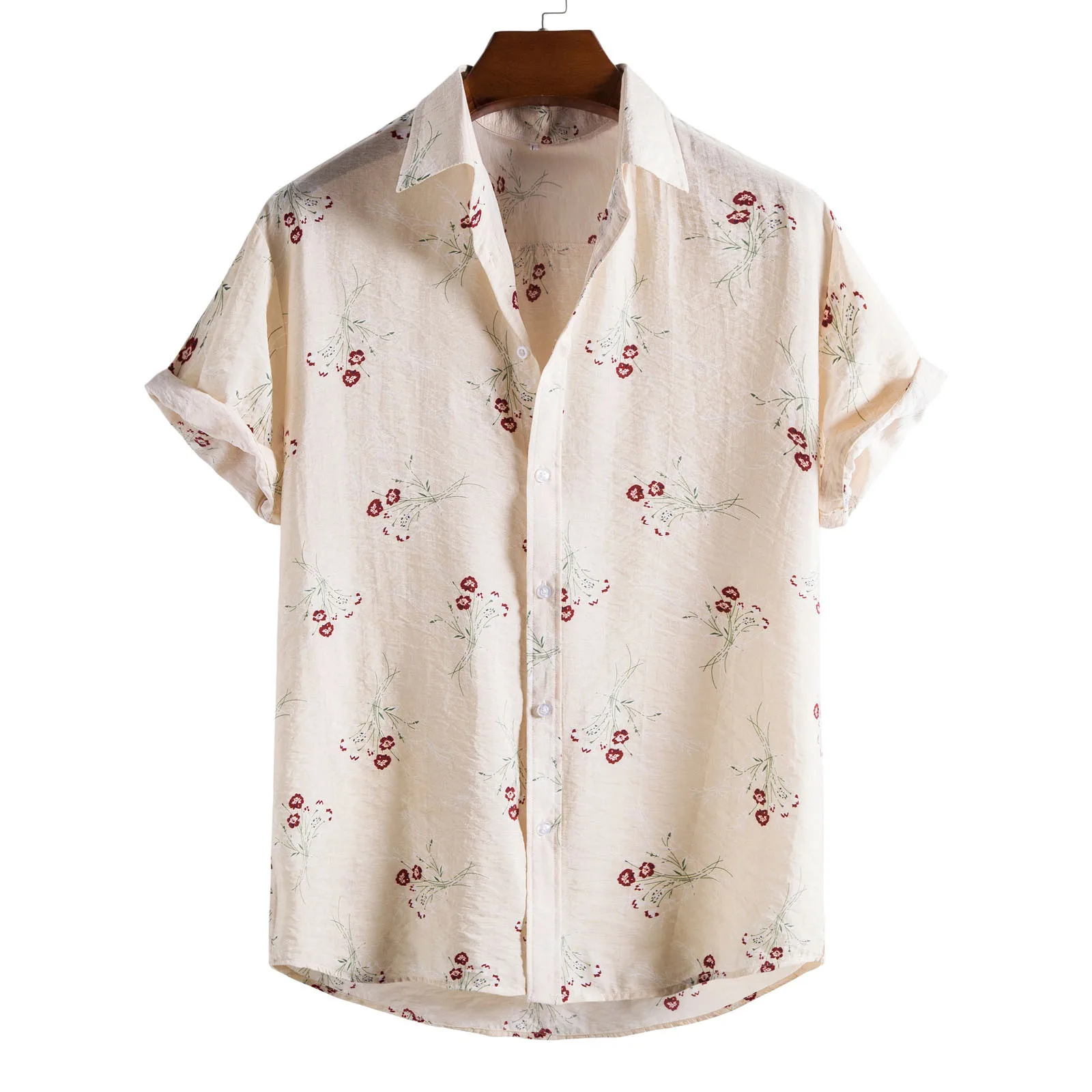 

Feitong Strawberry Printed Shirt Man Summer Tops Casual Loose Short Sleeve Top Blouse Hawaiian Shirts Camisa Masculina