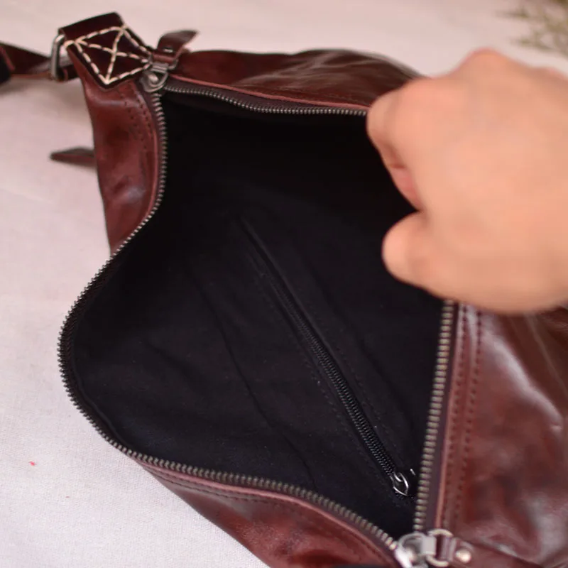 AETOO Мужская кожаная нагрудная сумка поясная с верхним слоем маленькая из мягкой