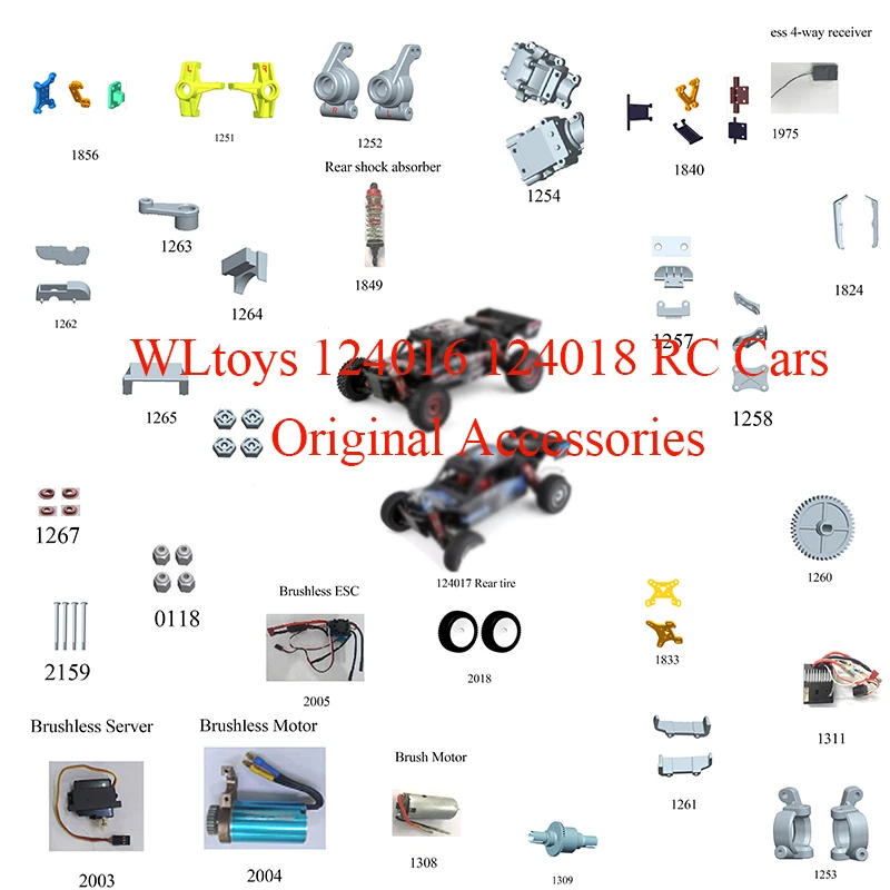 WLtoys 124016 124018 оригинальные запасные части для радиоуправляемых автомобилей, поворотный рычаг, нижнее сиденье, дифференциальный двигатель, ко...