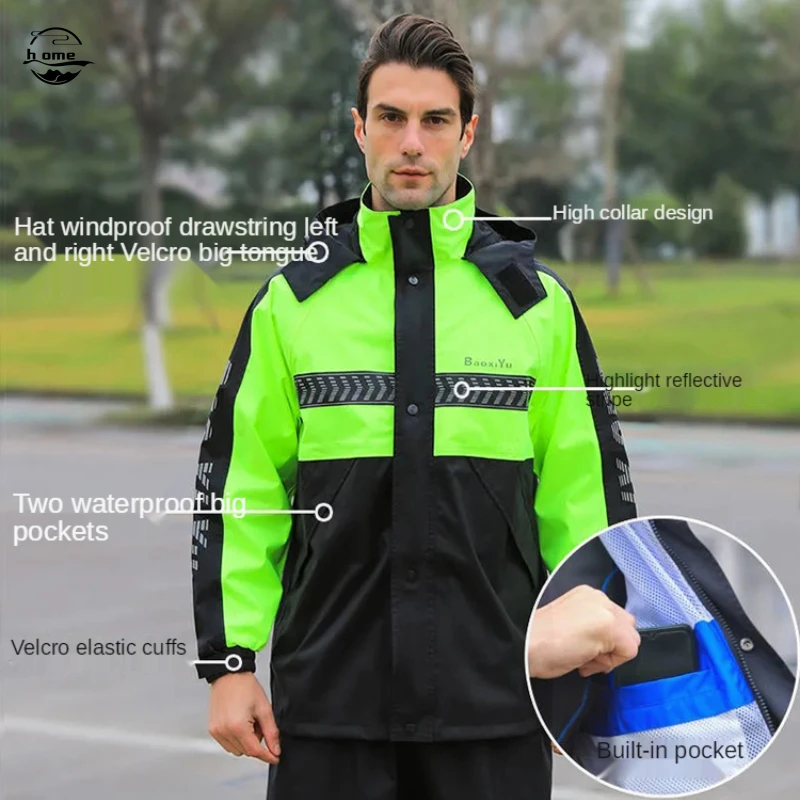 Motorcycle Raincoat Waterproof Set for Men Fashion Jacket Long Waterproof Oxford Large Capacity Canvas Raincoats Lluvia Moto