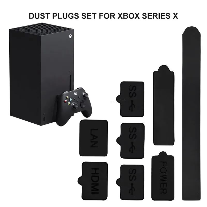 

Anti-dust Accessory Set For Xbox Series X Game Console Silicone Dust Plugs USB Interface Cover Vent Dustproof Nets Mesh Filter