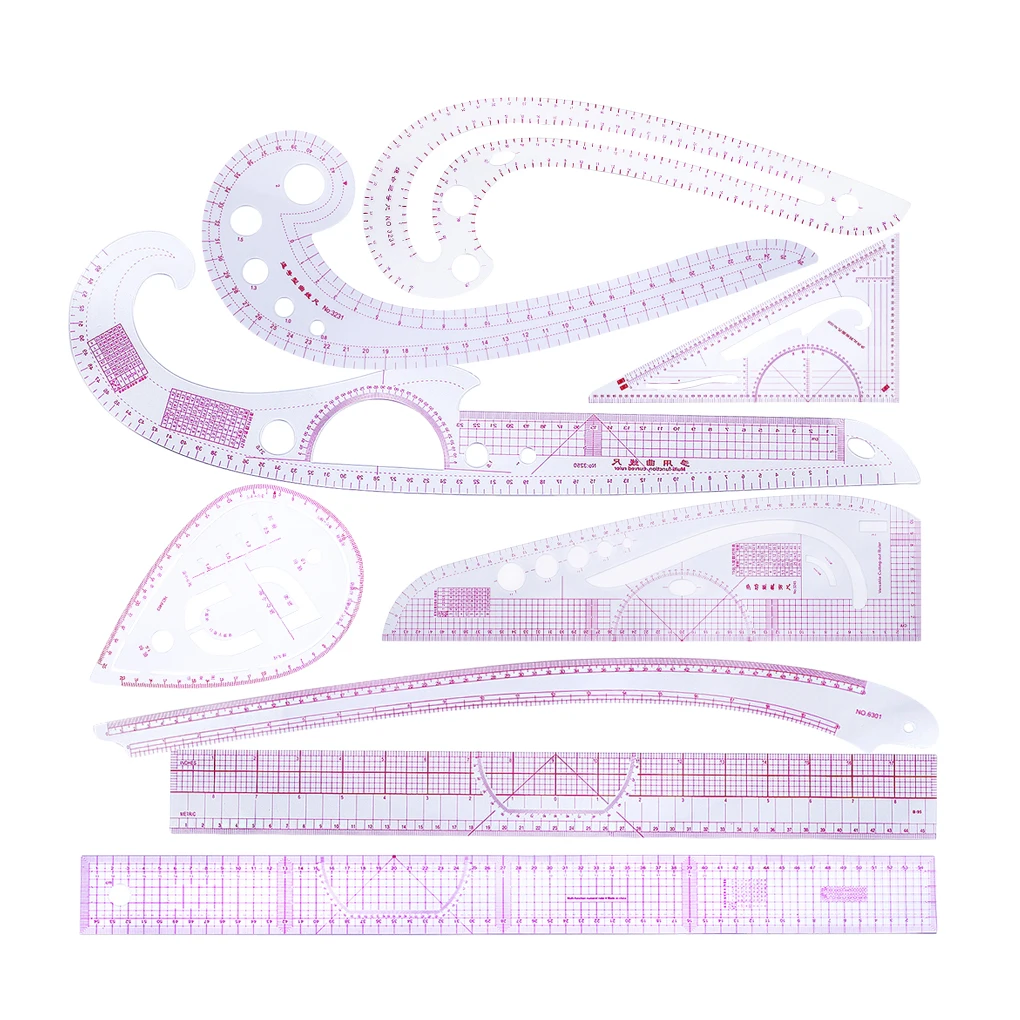 

9 Pieces/Set ABS Sewing Ruler Replacement Geometric Patchworking Tailor Dressmaking Knitting Template Accessories