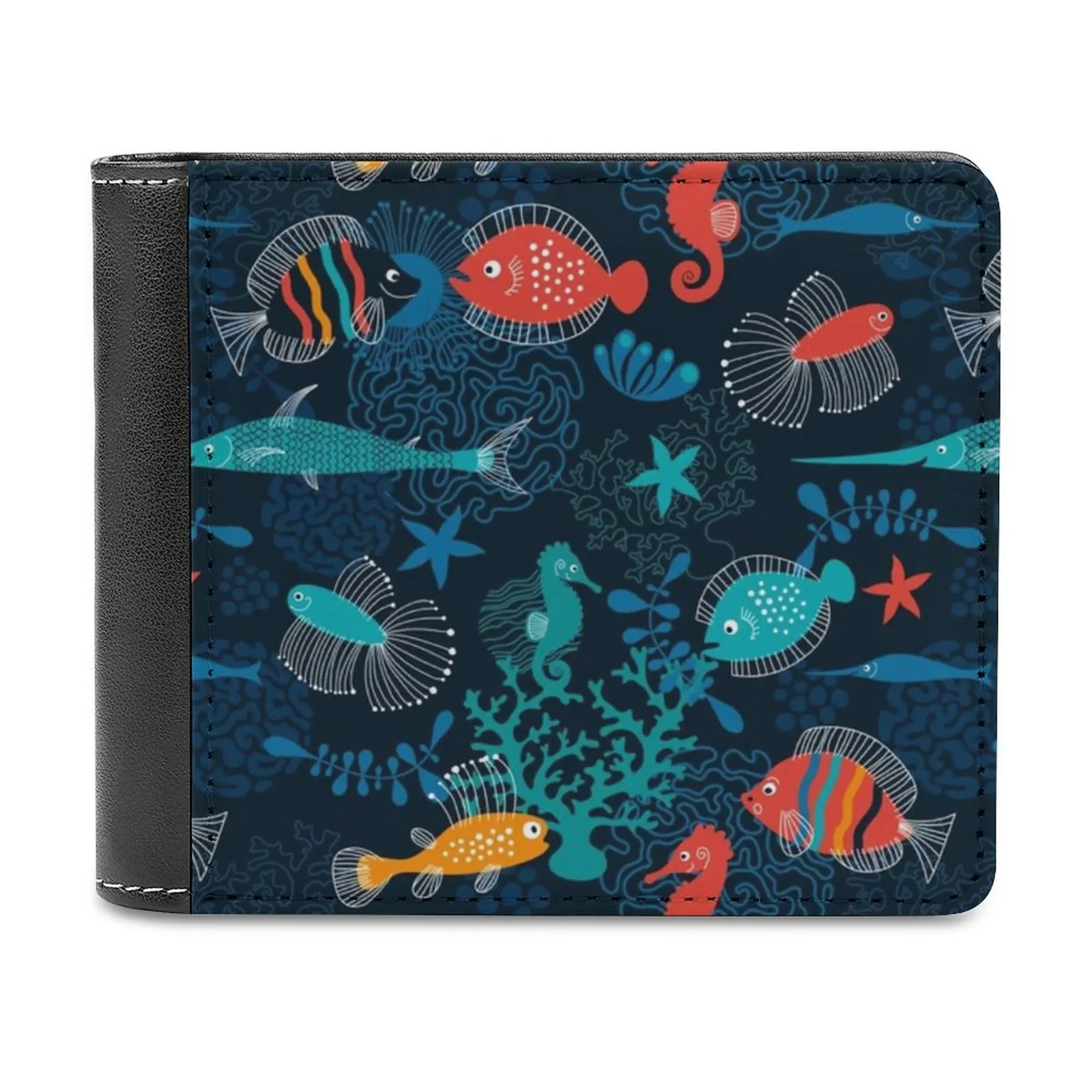 

Tropical Fish Under The Sea Men's Wallet Purses Wallets New Design Dollar Price Top Men Leather Wallet Ocean Fish Under The Sea