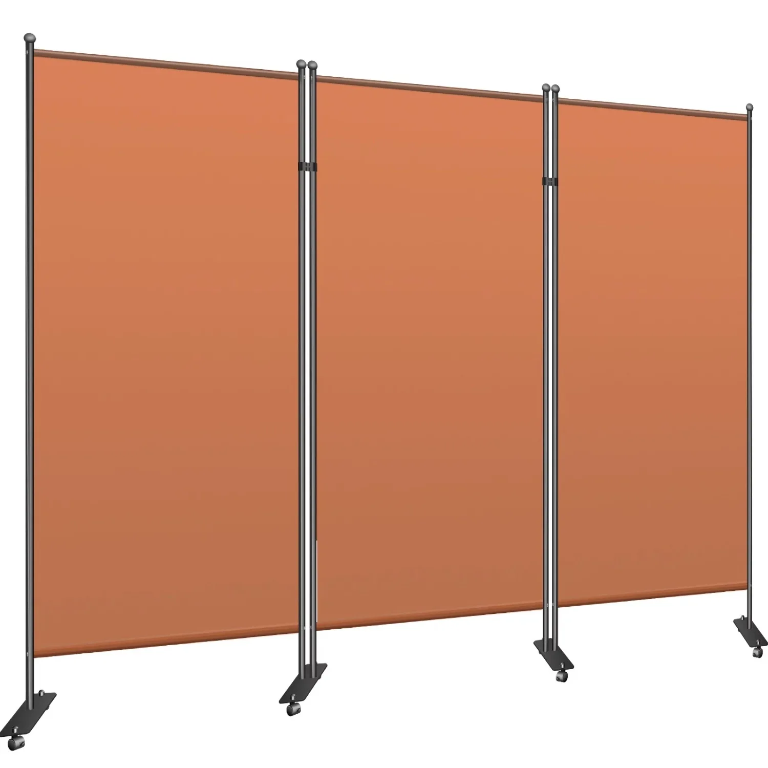

VEVOR Office Partition Room Divider Wall 3-Panel Folding Portable, with Non-See-Through Fabric Room Partition Orange