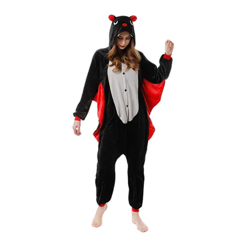 Комбинезон фланелевый в стиле унисекс, пижама-комбинезон с рисунком животного, летучая мышь, для взрослых, для Хэллоуина