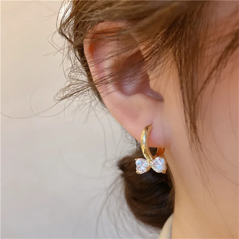 

S925 silver needle bow earrings niche design rhinestone earrings autumn and winter light luxury 2022 new earrings earrings