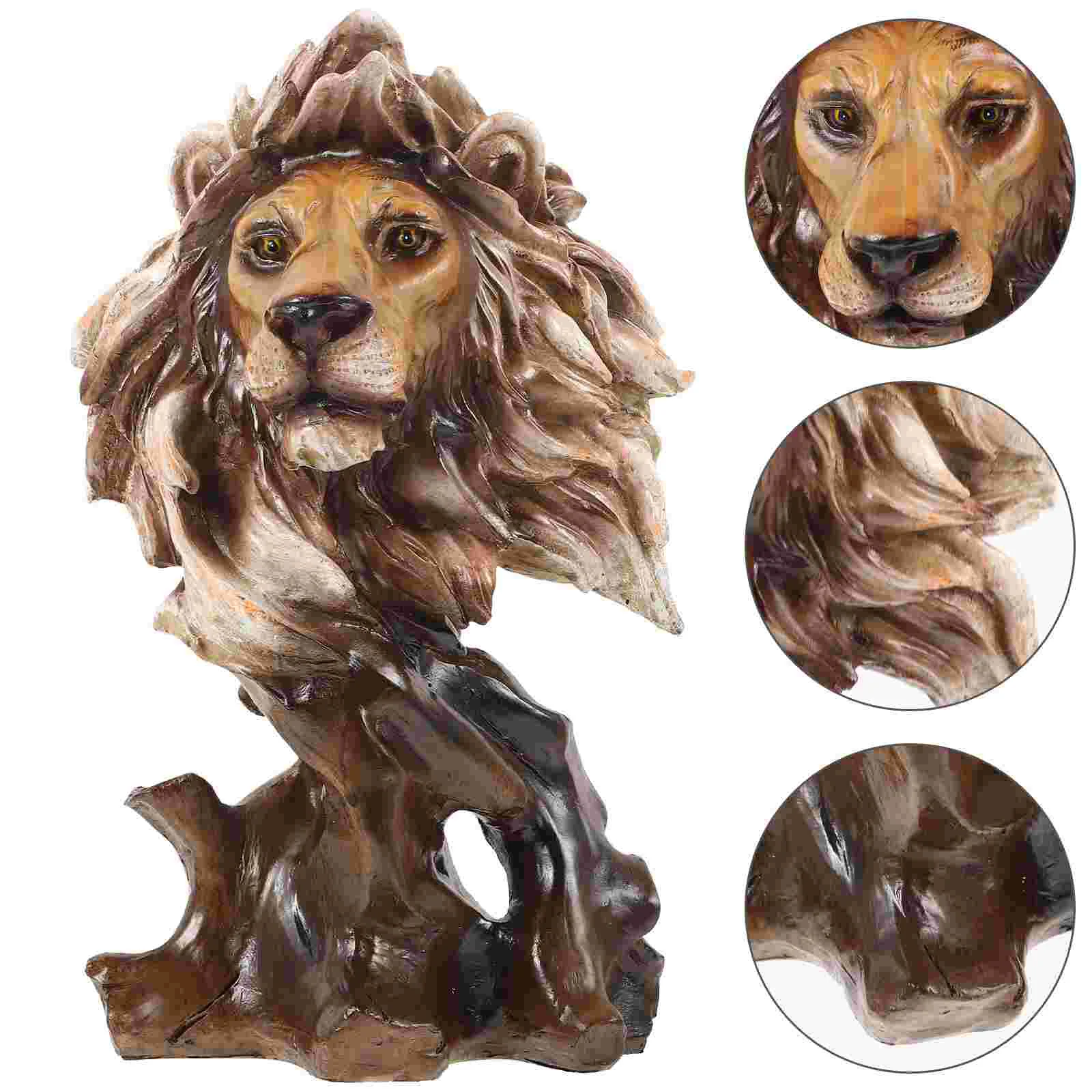 

Lion Head Statue Vintage Lion Head Sculpture Animal Head Figurine Office Table Lion Craft