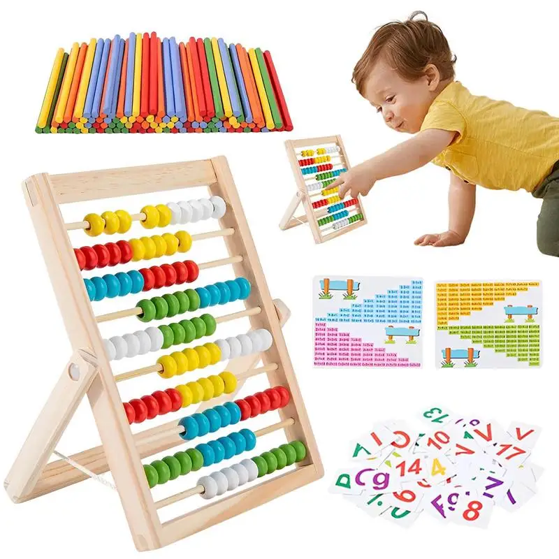 

Wooden Abacus Counting Toy Children Rainbow Beads Numbers Arithmetic Calculation Puzzles Montessori Educational Learning Toys