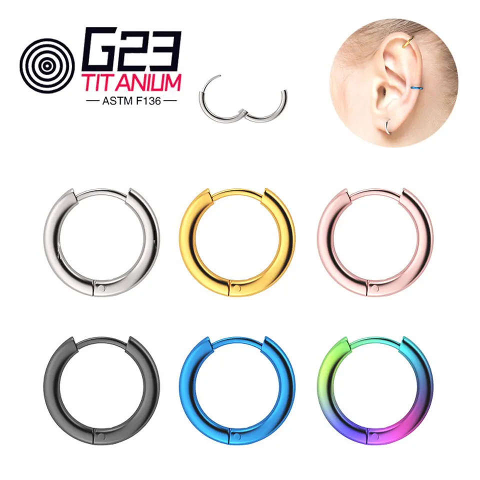 

G23 ASTM F136 Titanium Helix Hoop Earrings Septum Ear Piercing Nose Clicker Wholesale a Lot