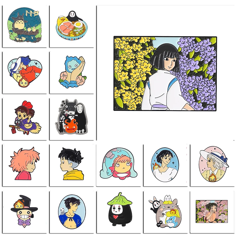 

Spirited Away Hatake Kakashi Enamel Pins Sosuke Ashitaka San Ponyo Brooches Lapel Badges Cartoon Jewelry Gifts For Fans Friend