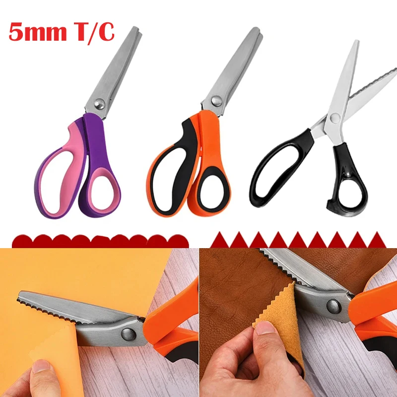 

5MM Stainless Steel Pinking Shears Dressmaking Zig Zag Sewing Cut Serrated Scissors Tailor Fabric Scissors DIY Craft Tools