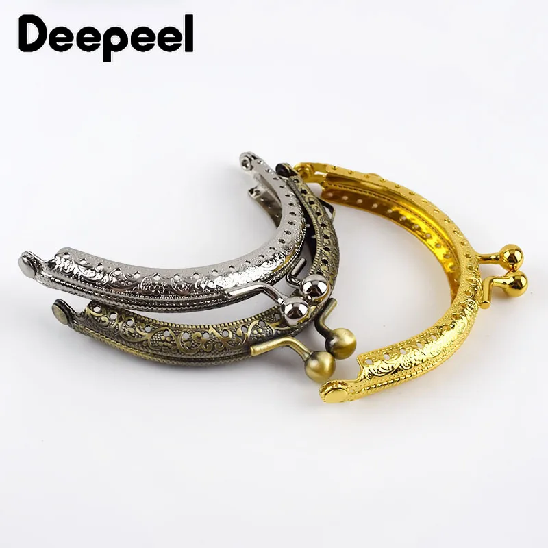 5/10pcs Deepeel 8.5cm Metal Purse Frame Handle Embossed Kiss Clasps Bag Handles Hardware DIY Sewing Brackets Luggage Accessory