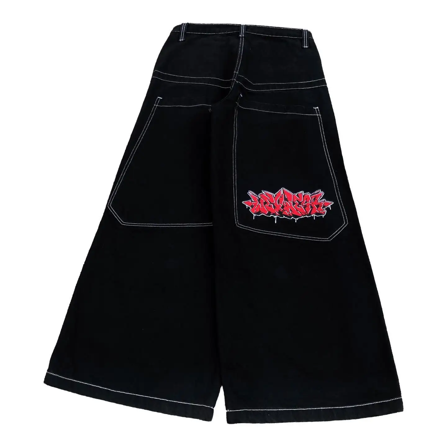 

Джинсы Y2K в стиле хип-хоп с большими карманами и вышивкой букв, мешковатые джинсы, черные брюки для мужчин и женщин в стиле Харадзюку, широкие брюки с высокой талией, уличная одежда