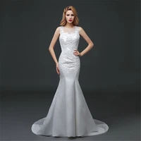 sexy mermaid wedding dress see through zipper appliques lace folds slim simple fashion elegant wedding dresses for women 2022