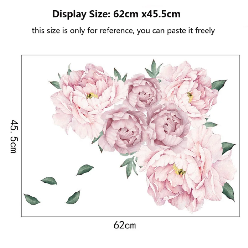 Сладкий Розовый пион цветок стены стикер для детской комнаты гостиной мебель