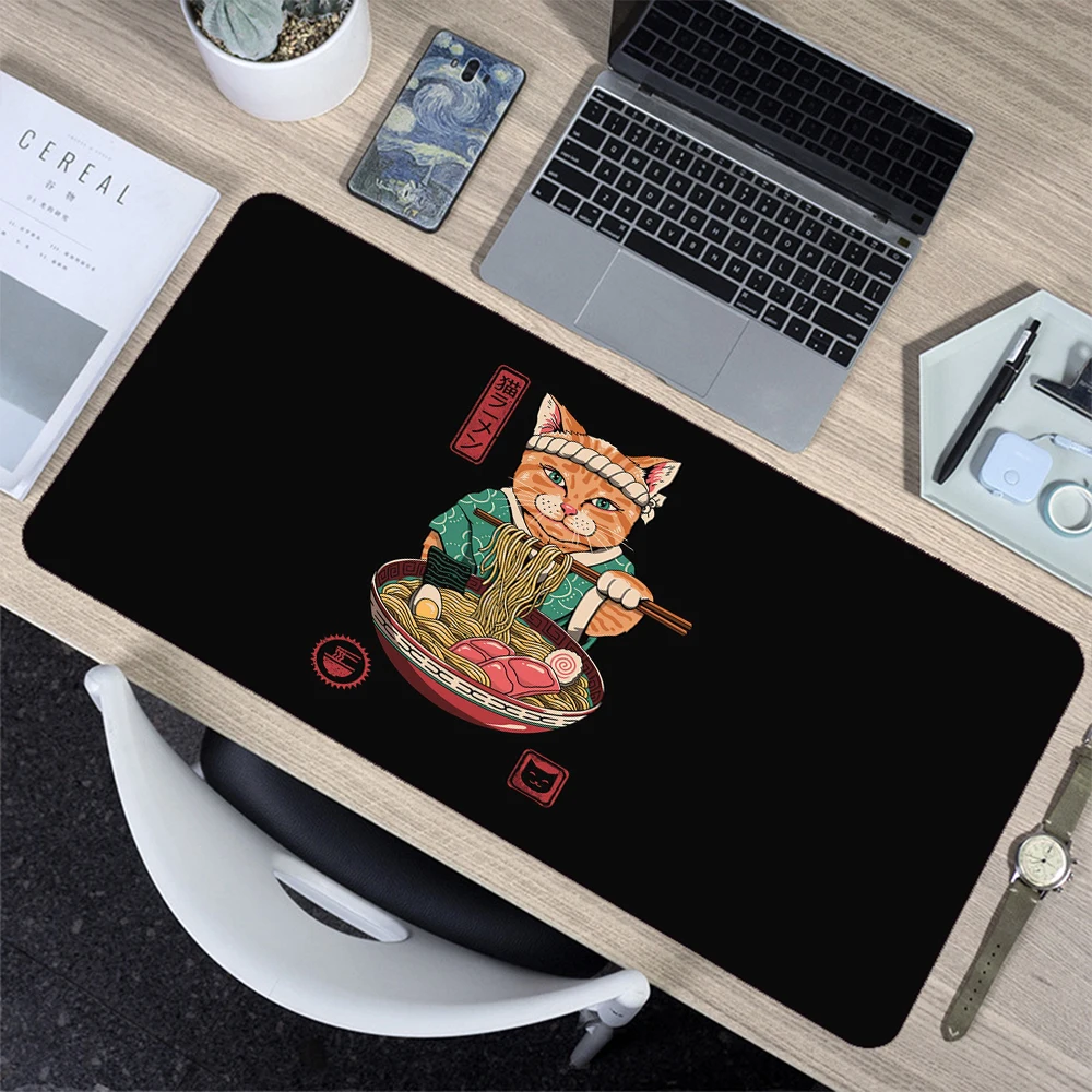 

Japanese Cat Samurai Simple Anime Oversized Mouse Pad Laptop Players Game Mouse Pad Game Accessories Desktop Keyboard Mouse Pad