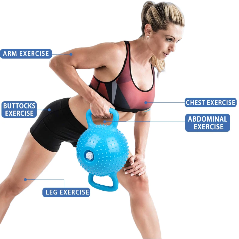 

Гимнастический кетлбелл для йоги и фитнеса, можно наполнить водой 6 кг для регулировки веса, с двумя ручками, массажное оборудование для пилатеса и фитнеса