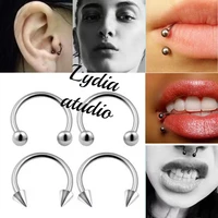 horseshoe circular septum lip piercing nose earrings womens jewelery piercing ring cone spike stainless steel captive rings
