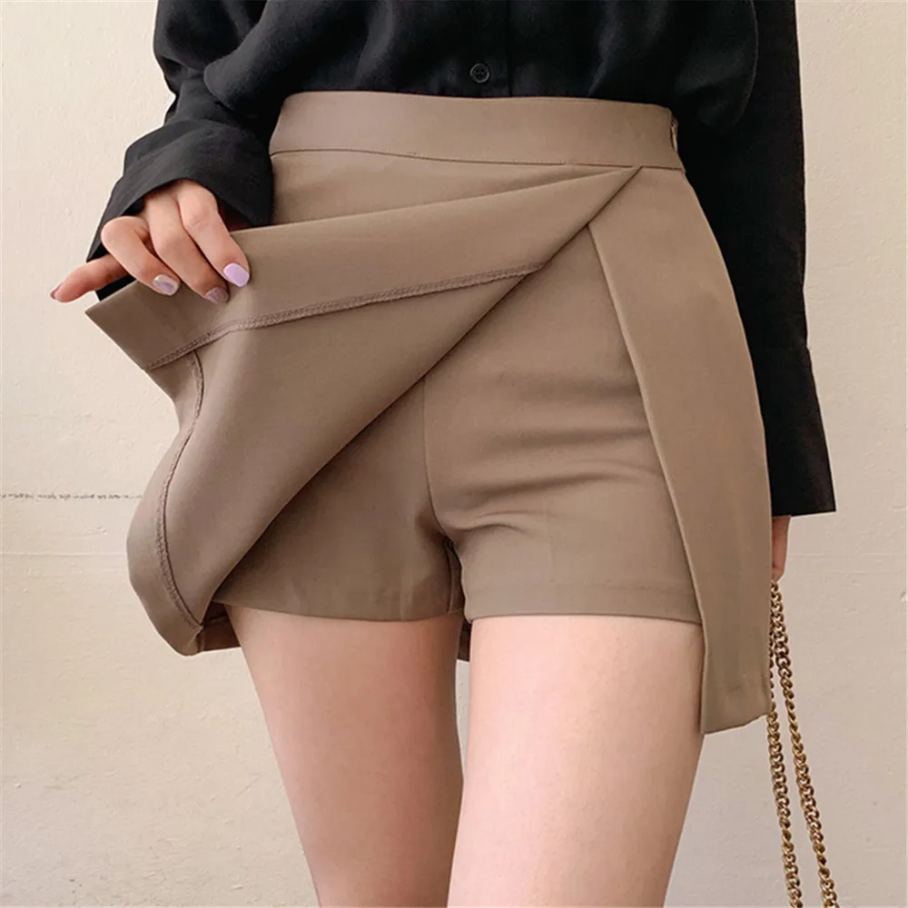 High waist culottes 2023 new slim anti stray A-line skirt split hip khaki one-step skirts women saias faldas