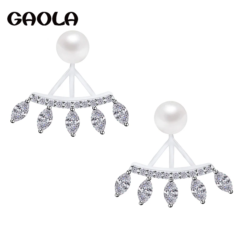 

GAOLA New Fashion Imitation Pearl Accessories Silver Color Austria Cubic Zirconia Crystal Stud Earrings GLE4537