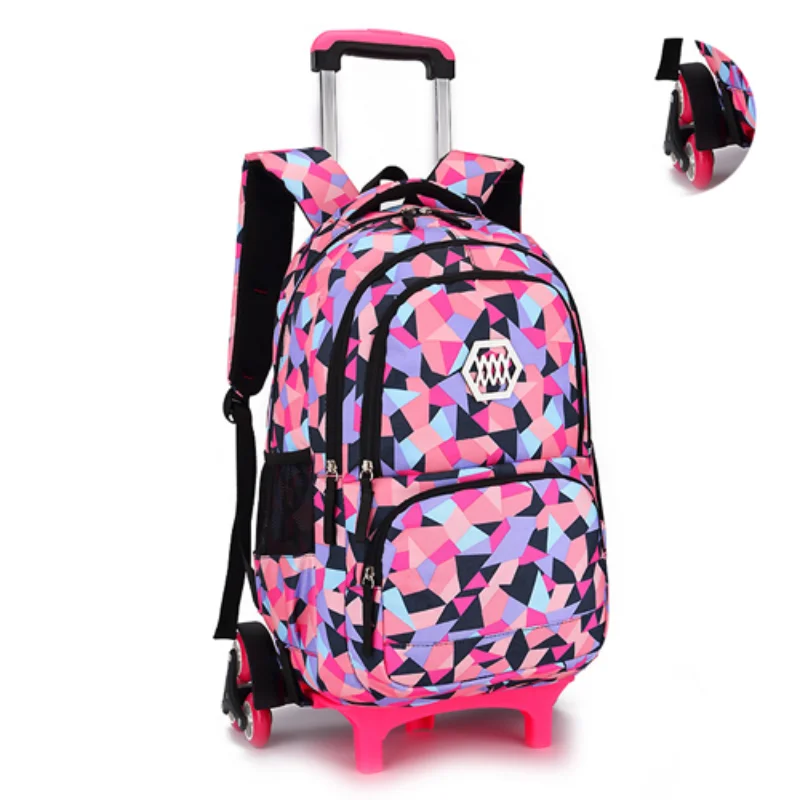 Drop Shipping Removable Children School Bags for Girls Trolley Backpack Kids Wheeled Bag Bookbag Travel Luggage School Backpack