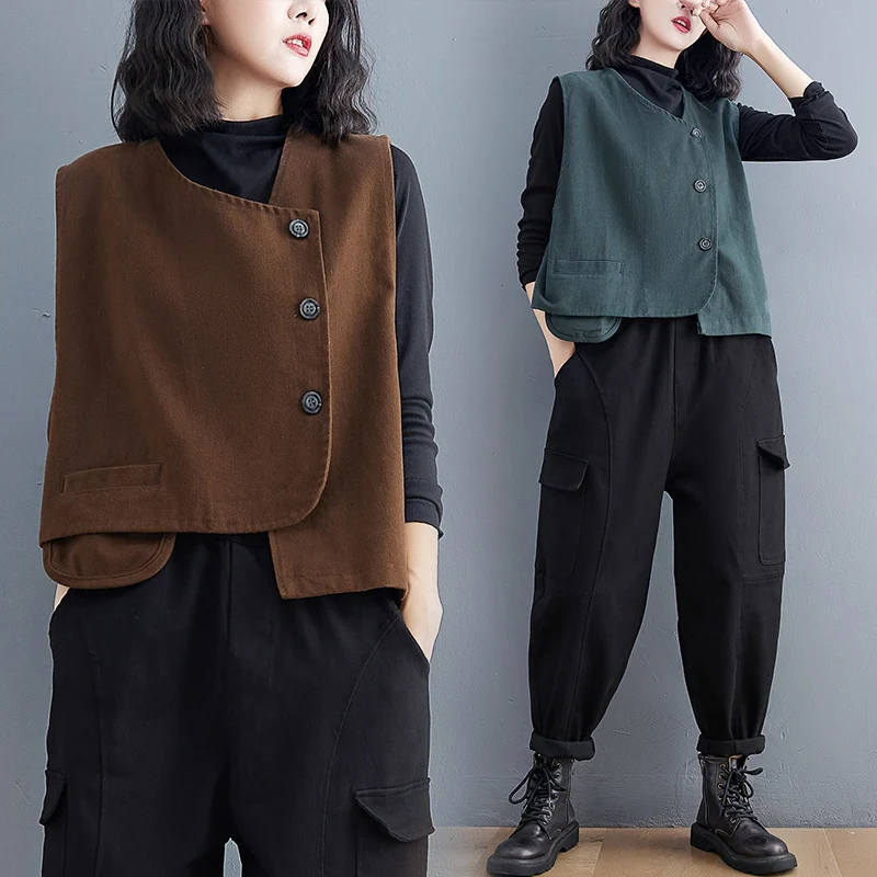 

Literature And Art Retro Vest Casual Coat Short Spring And Autumn New Loose And Versatile Top