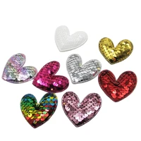 4 8cm glitter paillette pads patches heart padded appliqued for diy handmade kawaii children hair clip accessories hat shoes