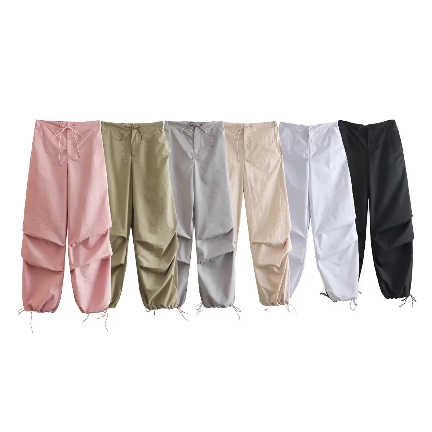 

Женские штаны для бега с боковыми карманами, винтажные брюки до щиколотки с эластичным поясом на шнурке, 2022