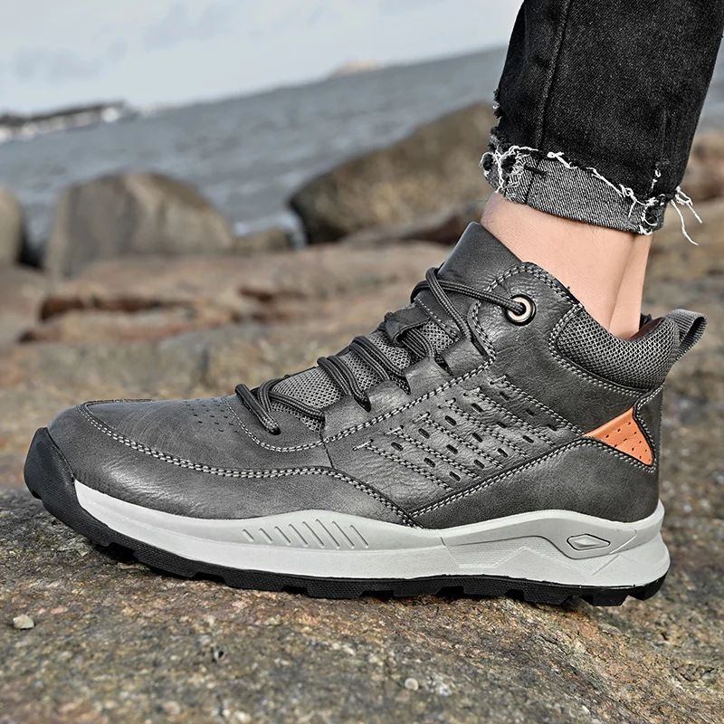 Xiaomi Men Genuine Leather Hiking Shoes Lace Up Trend Comfortable Sneakers Outdoor British Fashion Walking Shoes Moccasins Shoes