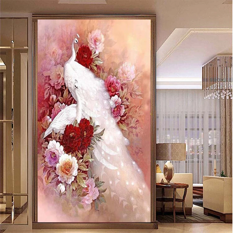 

5D Diamond Paintings White Peacock Full Diamond Art Embroidery Large Home Decore Living Room Office Diamond Cross Stitch Kits