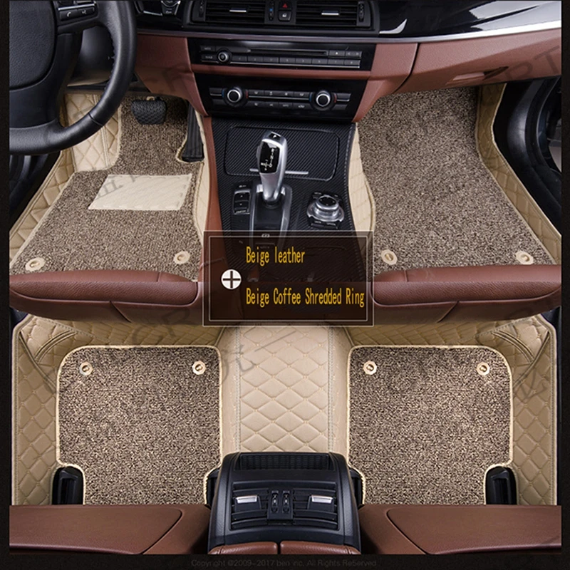 

CRLCRT Custom Double Layer Car leather Floor Mats for Ssangyong All Models Rodius ActYon kyron Rexton Korando auto accessories s