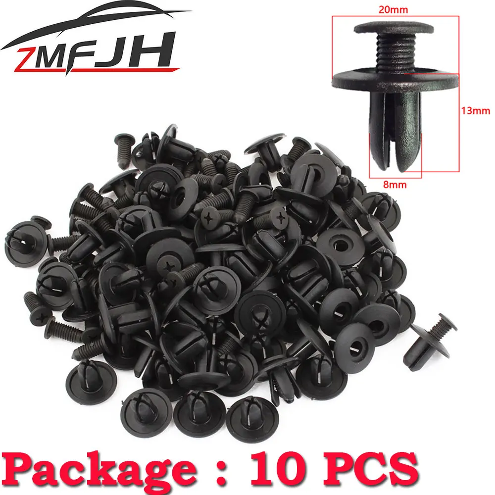 

10PCS X 8MM Auto Bumper Fastener Clip Hole Rivet Retainer Push Engine Cover Car Door Bumper Cover Fasteners for Honda