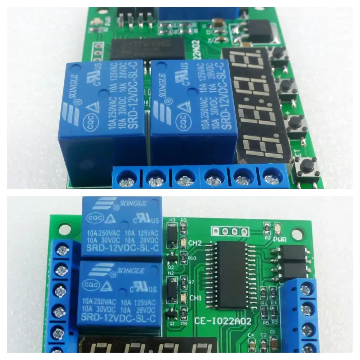 Многофункциональное реле задержки IO22A02 постоянный ток 12 В 2 канала таймер