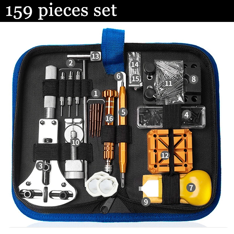 149 159 161 163pcs New Styles Watch Repair Tool Kit Watch Chain Pin Remover Case Opener Spring Bar Battery Replacement Tools