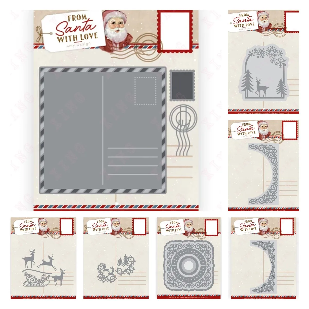 

New Scrapbook Decoration Embossing Ribbon Frame Scene Postcard Star Holly Border Reindeer Corners with Sleigh Metal Cutting Dies