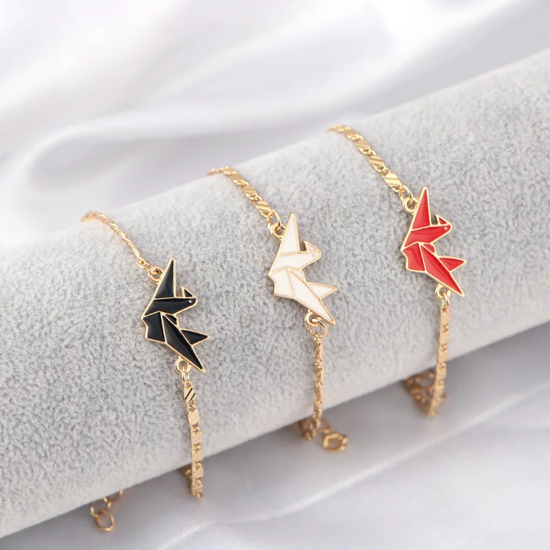 

Японский женский браслет с изображением тысячи бумажных журавлей, цепочка на запястье, простой и универсальный женский браслет, оптовая пр...