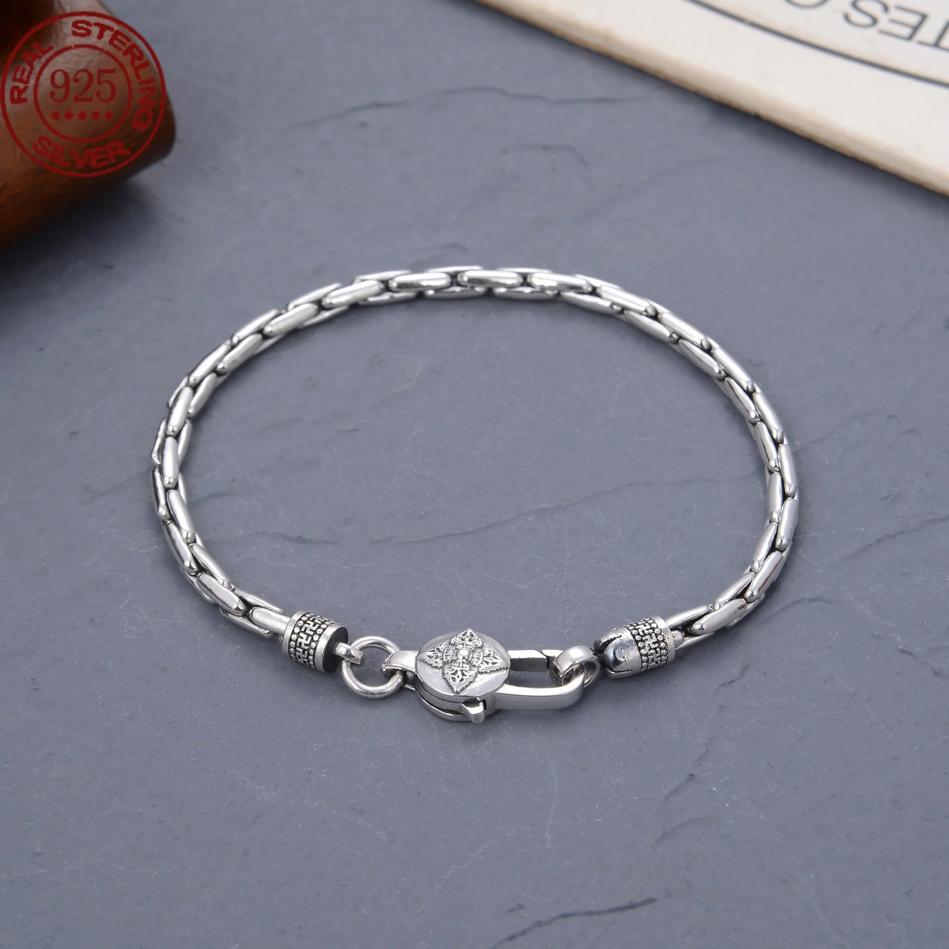 Real S925 sterling silver 3MM necklace bracelet for men and women personality fashion high sense of party gifts