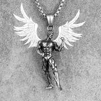 fitness bodybuilding long men necklaces pendants chain punk for boyfriend male stainless steel jewelry creativity gift wholesale